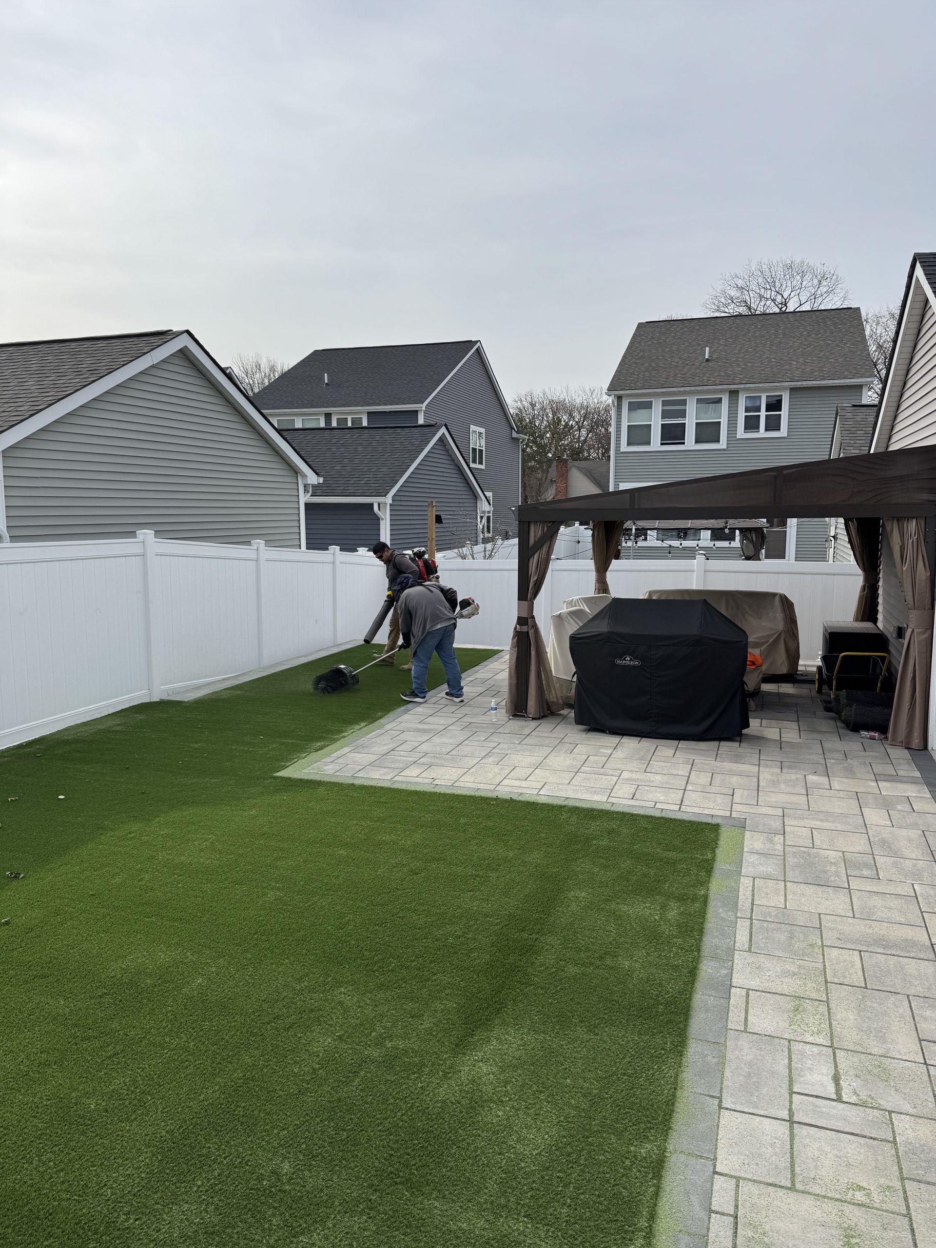 Upgraded synthetic lawn installation in Ferndale