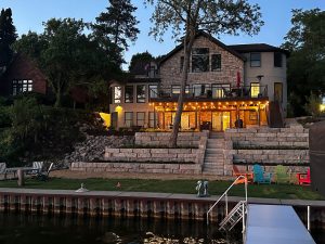 retaining wall staircase Pontiac Lake project done by Team Grow Gardens and Landscape Design