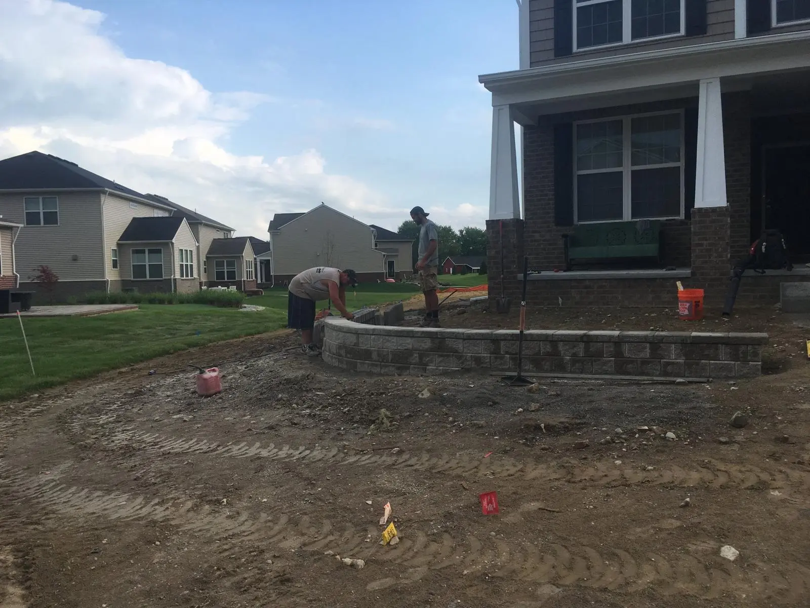 Backyard putting green installation South Lyon Michigan initial construction phase 2017