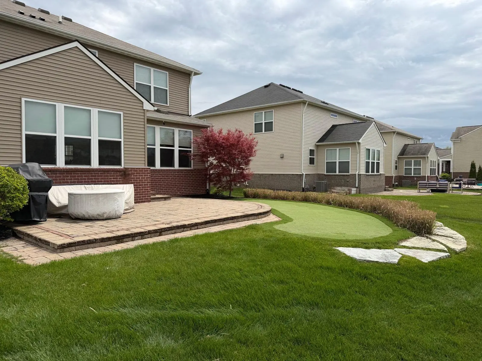 Final landscape transformation South Lyon MI private outdoor living space