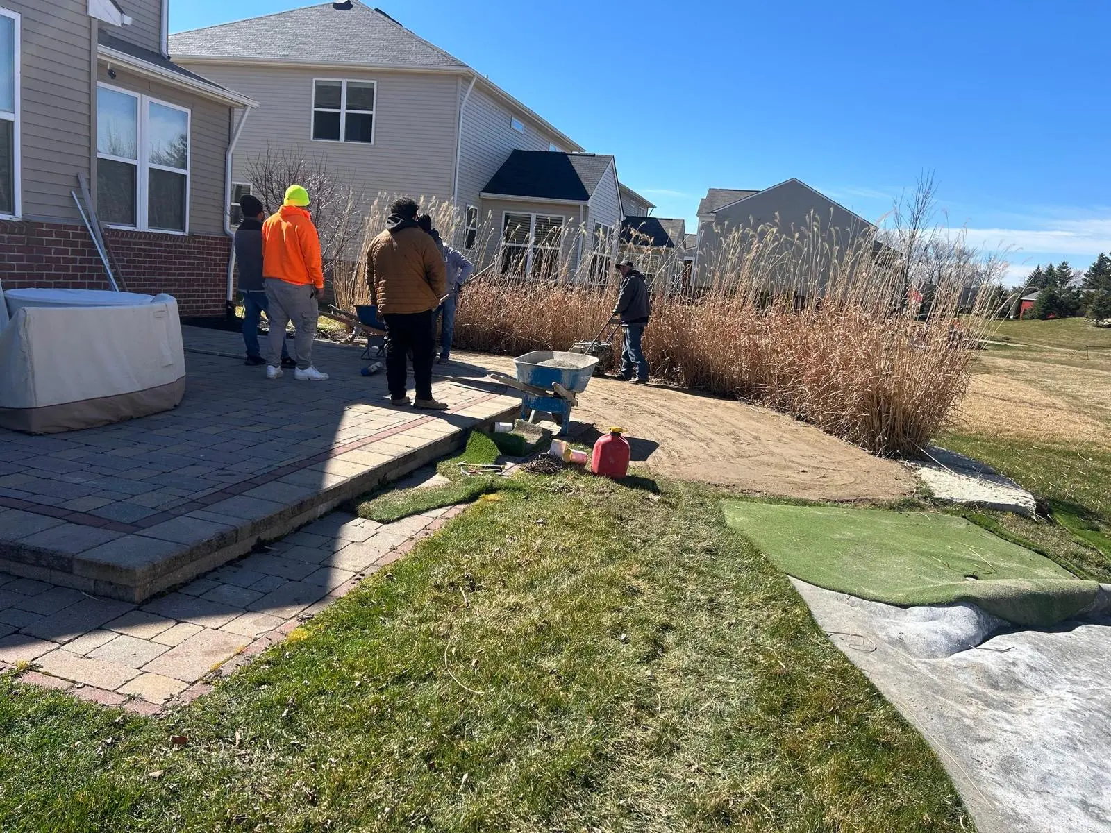 Backyard putting green installation South Lyon Michigan initial construction phase 2017